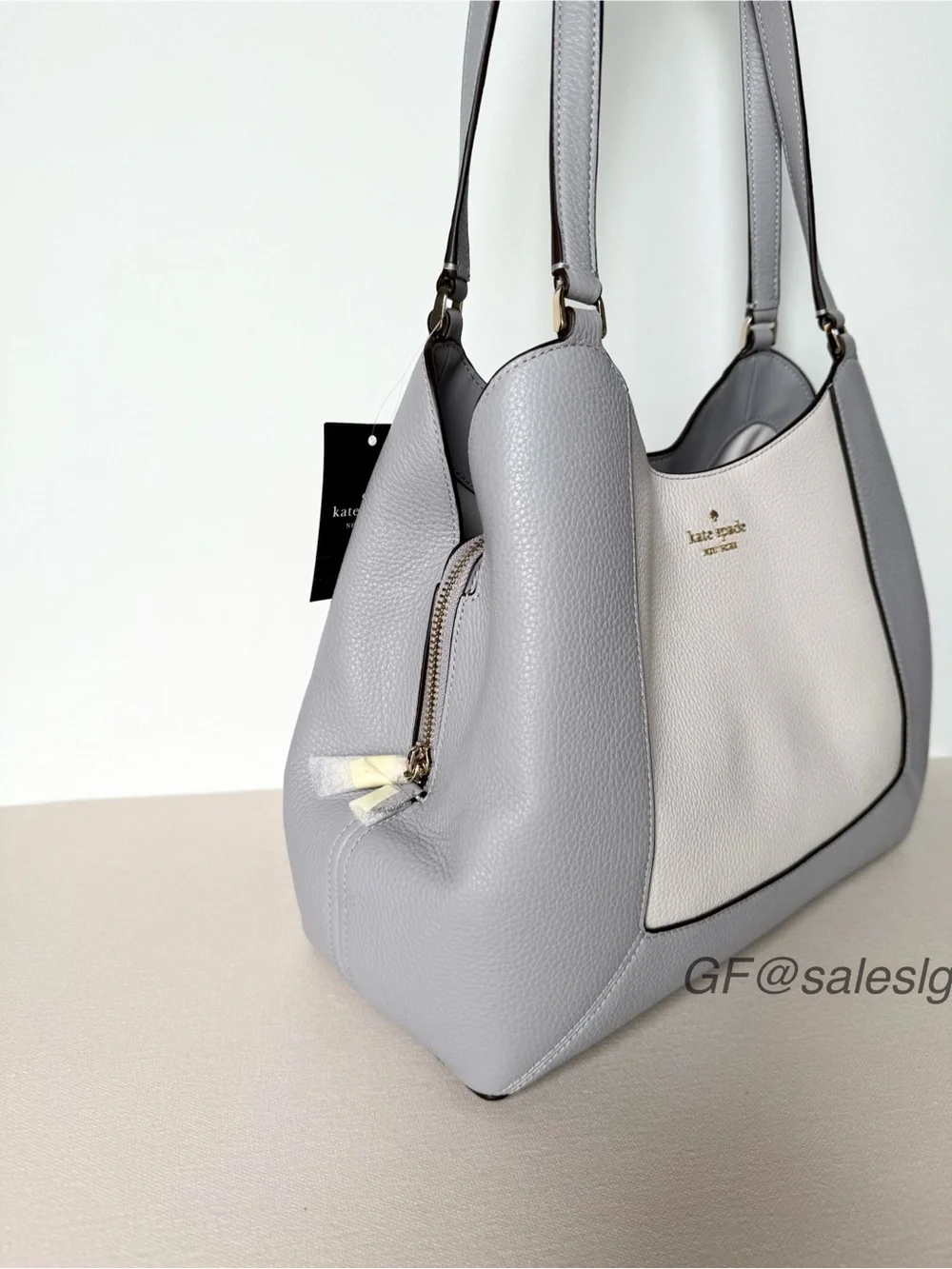NWT Kate Spade Lena Large Triple Compartment Shoulder Bag Grey/Silver KH439